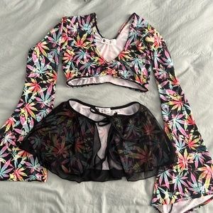 420 bell sleeve rave outfit, edc